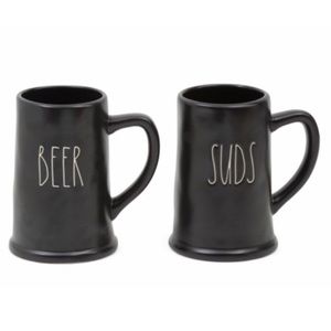 Ⓜ️ NEW Rae Dunn BEER & SUDS set of 2 steins mugs